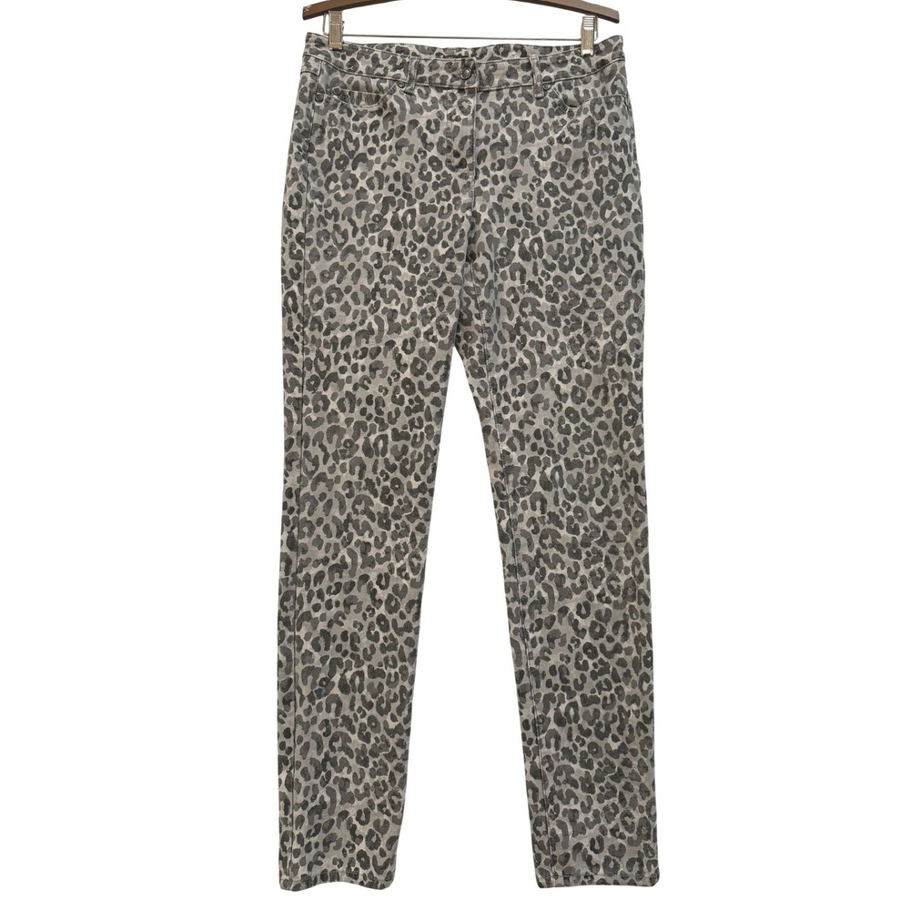 J.McLaughlin Women's‎ Grey Leopard Animal Print Five Pocket Jeans Size 10